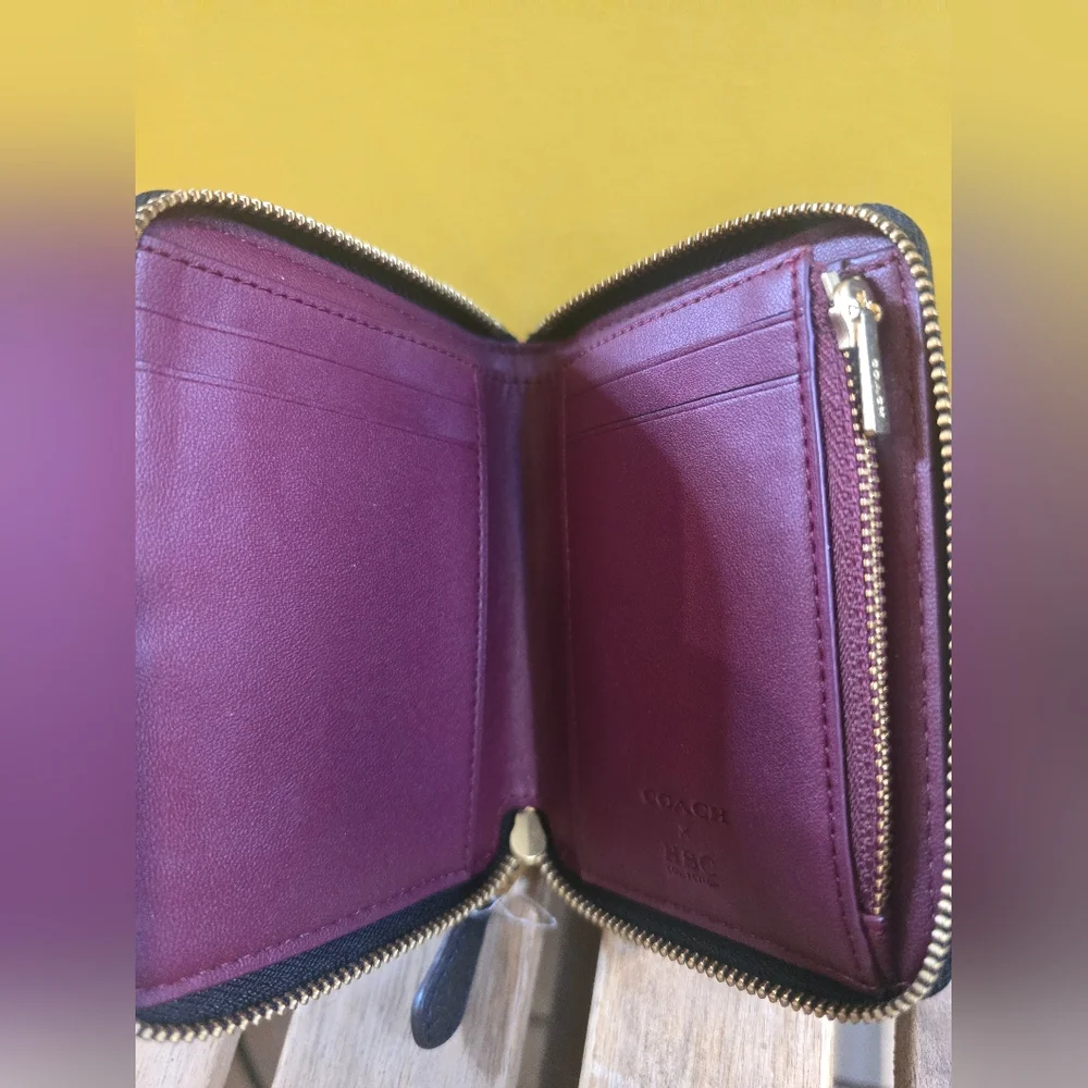 Coach Women's Brown Signature Zip Wallet with Multicolor Stripes - Picture 6 of 6